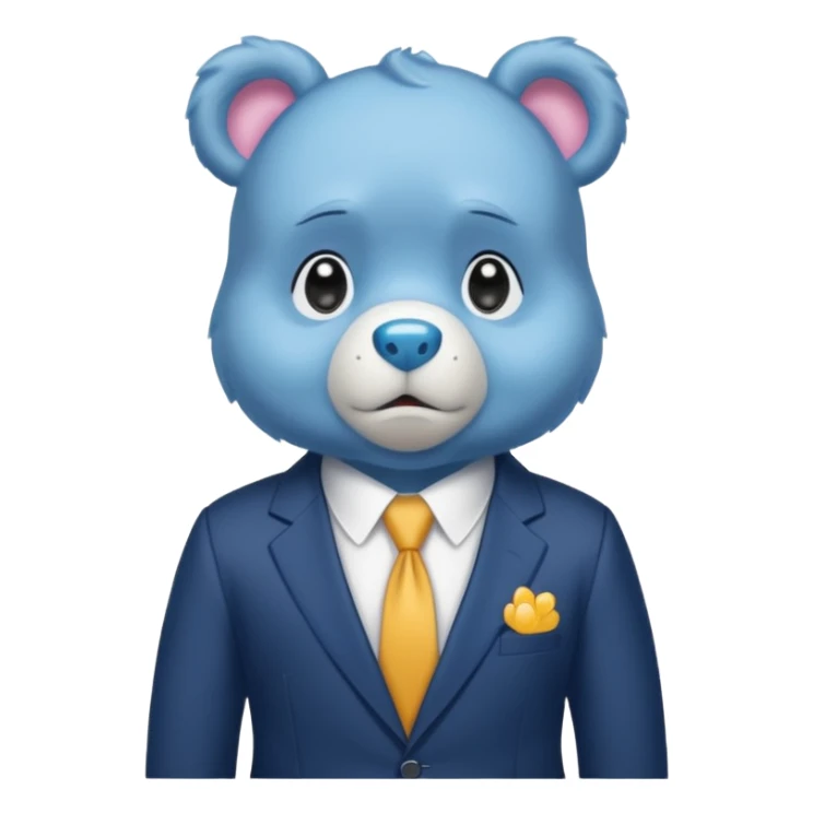 Care bear with a suit sad in the metro sticker