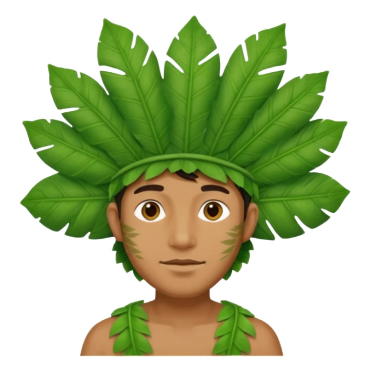 an man with jungle wearing a large leaf headgear bye  sticker