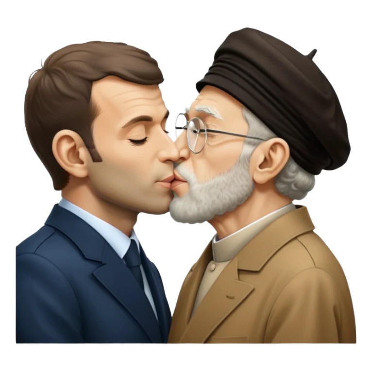 Emmanuel Macron kissing ali khamanei sticker