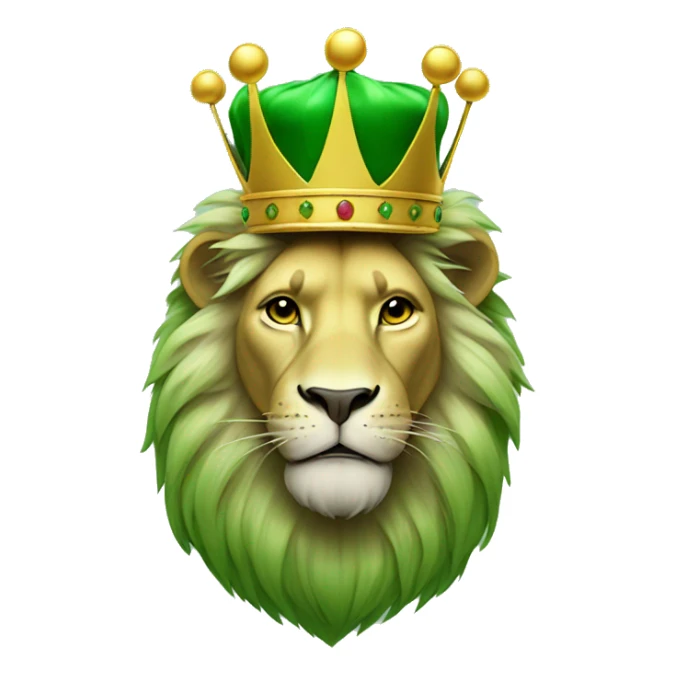 Green lion wearing a kings crown sticker