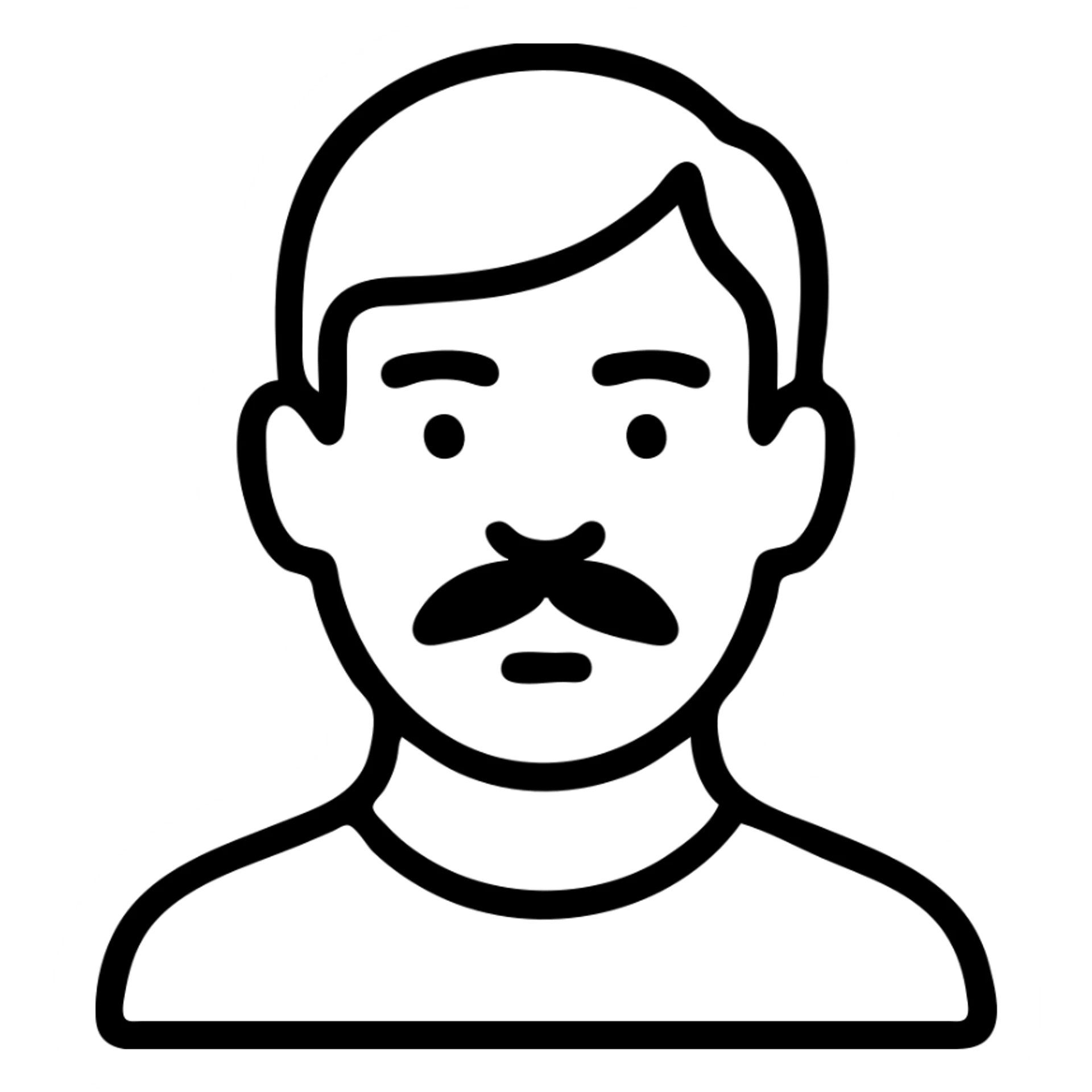 Asian man with black mustache and red hair, outlined icon style sticker