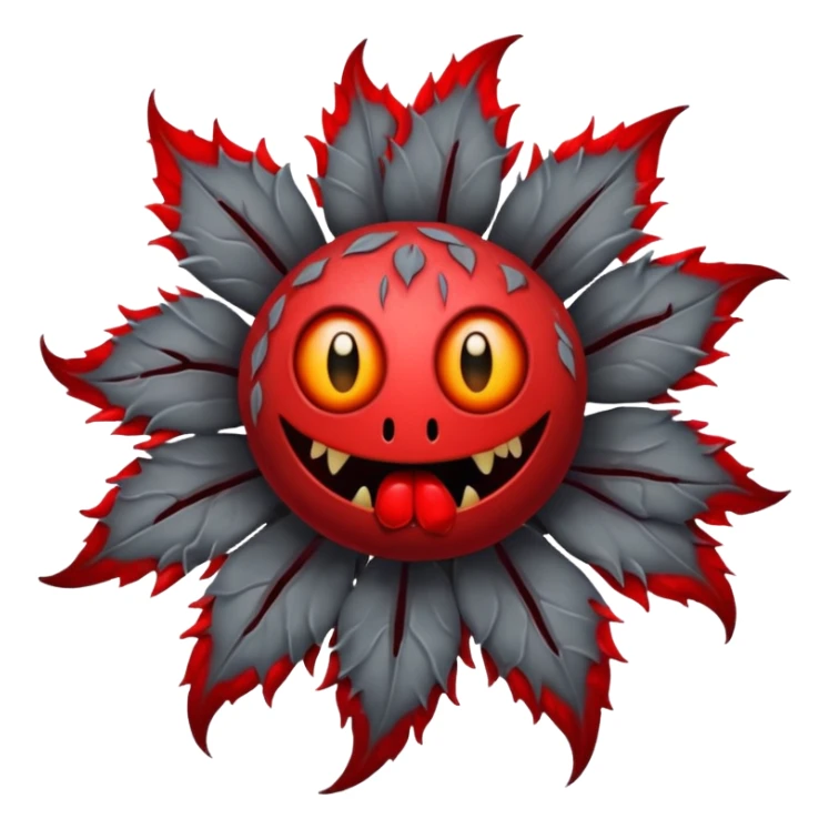 Grey creepy flower with red and blood on inside but as a monster sticker
