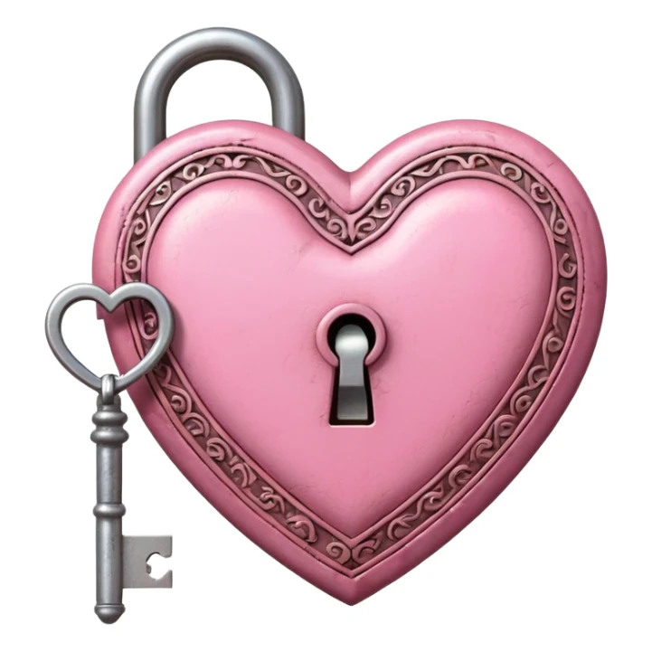 vintage pink heart-shaped lock and key sticker