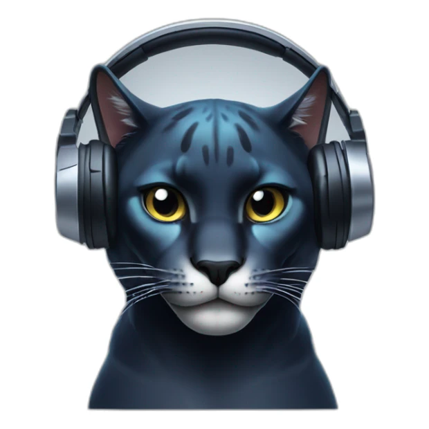 panther cat  wearing futuristic headphones sticker