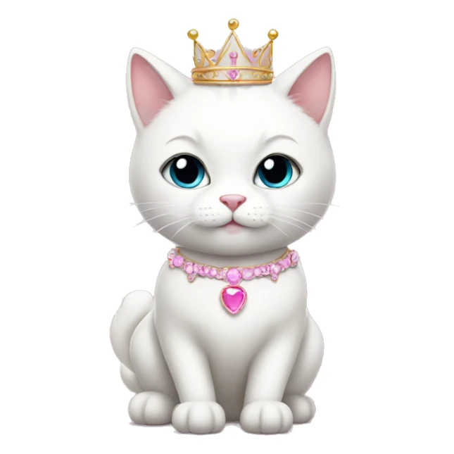 White cat in pink princess dress with tiara sticker