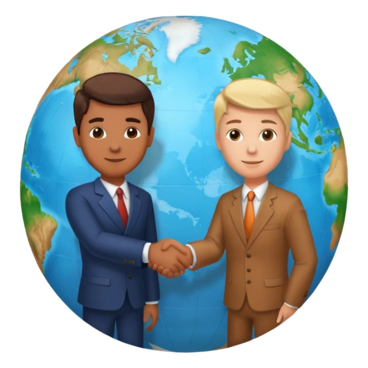 Shake hands and a globe showing negotiation of climate change sticker