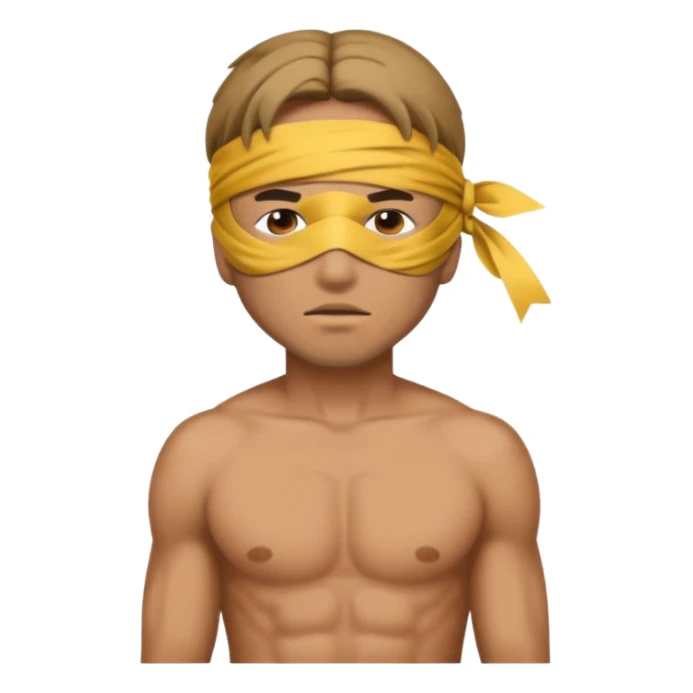 tied up man with blindfold shirtless sticker