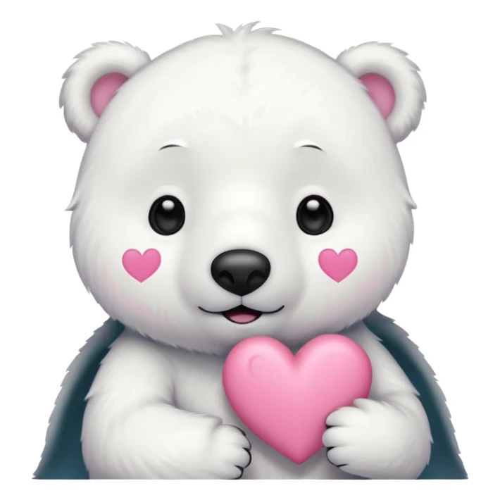  Oso Polar blanco corazón rosa kawaii cute sticker