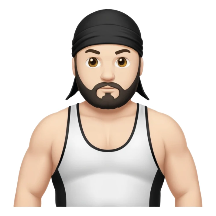White skin fat guy with black durag and black beard in wrestling singlet sticker