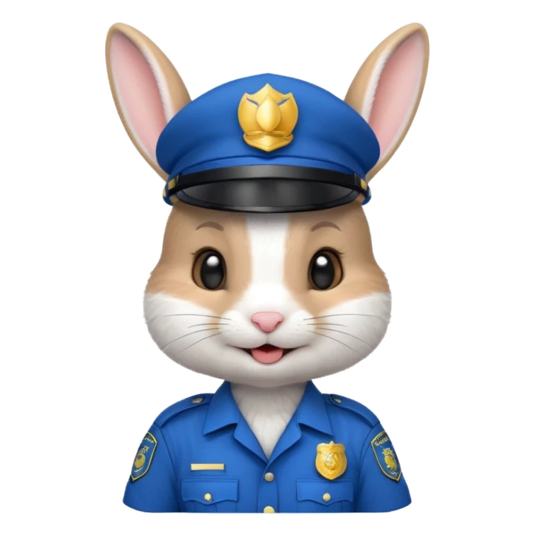 cute Rabbit police, blue uniform including helmet of uniform sticker