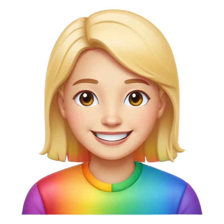 pride character, smiling, rainbow colors, inclusive and joyful vibe, modern Apple emoji style, clean vector look, soft gradients, simple background sticker