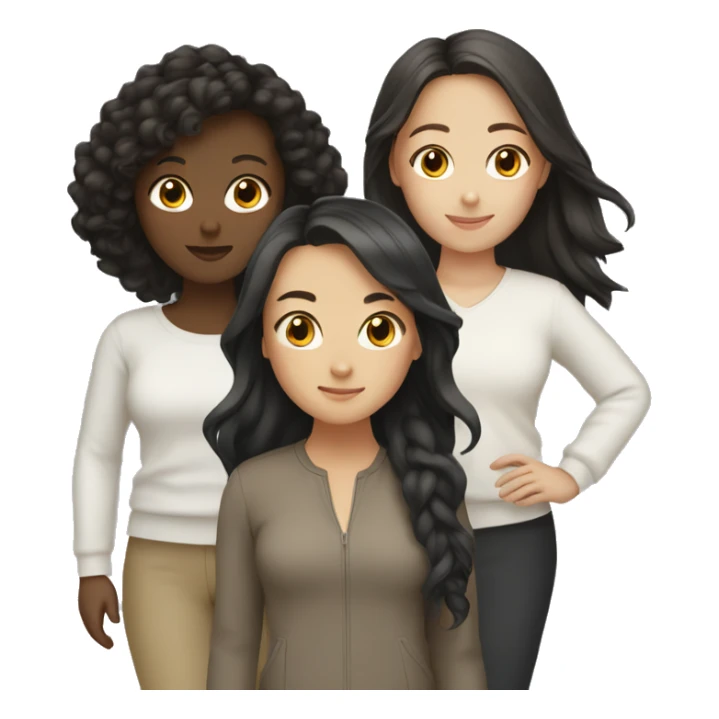3 girls together, Asian, black, and brunette white sticker