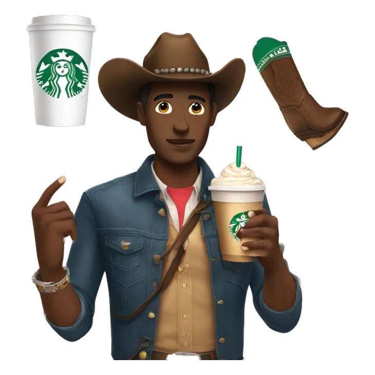 Preppy cowboy with Starbucks and nails sticker