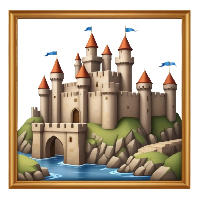 medieval castle with a wall around it next to a medieval city with a wall around it sticker
