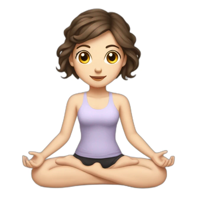 White girl brunette hair in Malasana yoga sticker