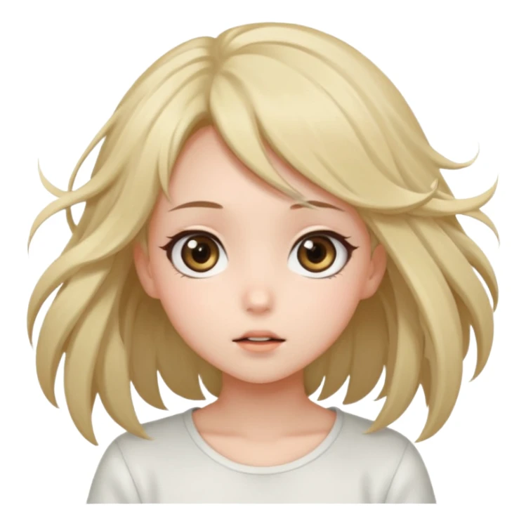 cute anime girl with blowing hair sticker