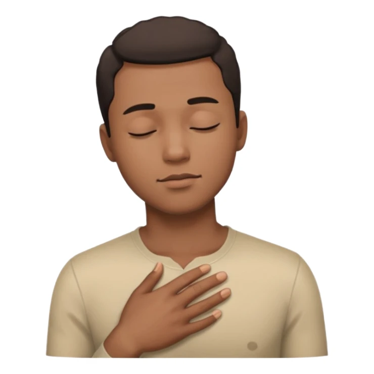 una mano en pecho ojos cerrados hombre multirracial sticker