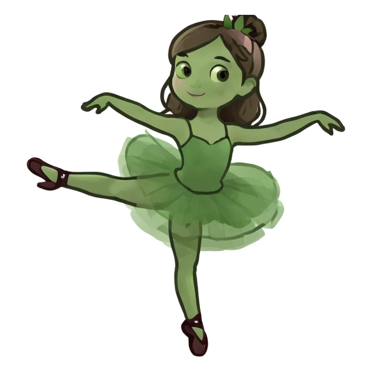 Ballerina with long brown hair sticker