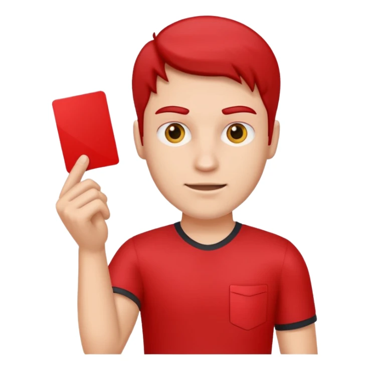 A man holds a red card in front of him sticker