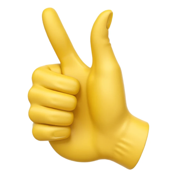 Use the original thumbs up emoji as a template, and create an image of a modified thumbs up where an exact copy but much smaller version of the large thumbs up, has its fingers wrapped around the large thumbs up sticker