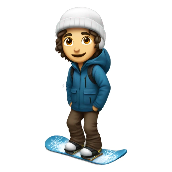 Guy on snowboard with dark brown hair white  sticker