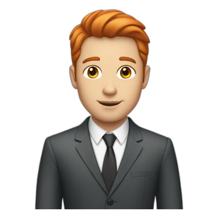 A red-haired, light-skinned, short-haired man in a business suit sticker