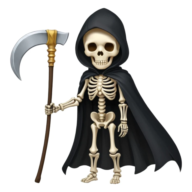 Skeleton wearing a black cape and holding a scythe  sticker