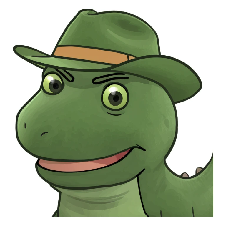 dinosaur riding a human with a cowboy hat sticker