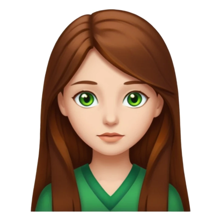 girl with long brown hair and green eyes sticker