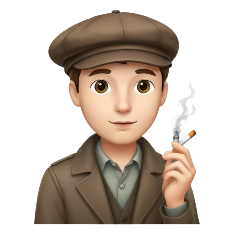 man with cigarette and newsboy hat sticker
