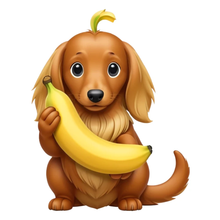 Golden long haired dachshund banana sticker