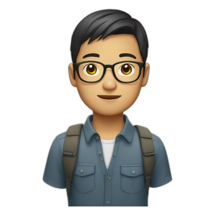 asian boy in specs with short hair sticker