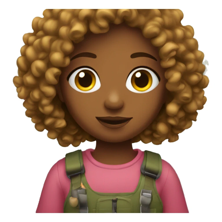 Girl with curly hair going fishing sticker