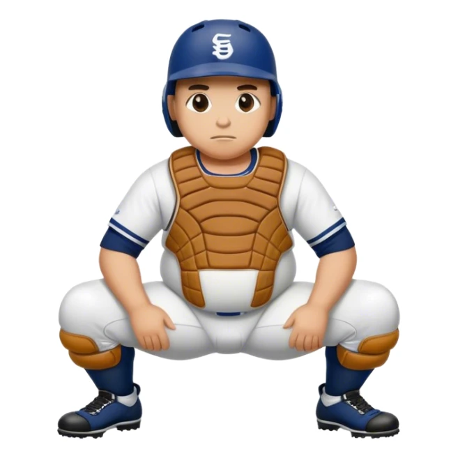 Baseball catcher crouch fat belly undies  sticker