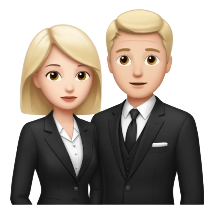 white man in formal suit talking to white woman in formal suit sticker
