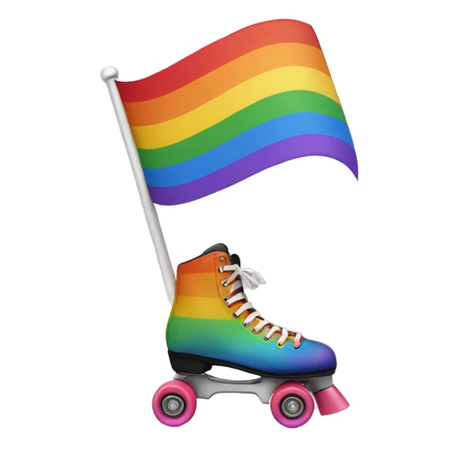 a human on roller skates speeding with a rainbow flag that leaves a trail sticker