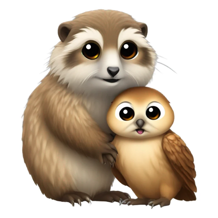 a marmot and a little owl in love sticker