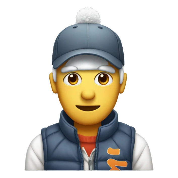 skinny snowman with vest, baseball cap sticker