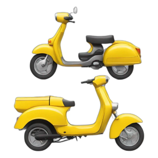 A moped, auto rickshaw, a car, all in yellow combined  sticker