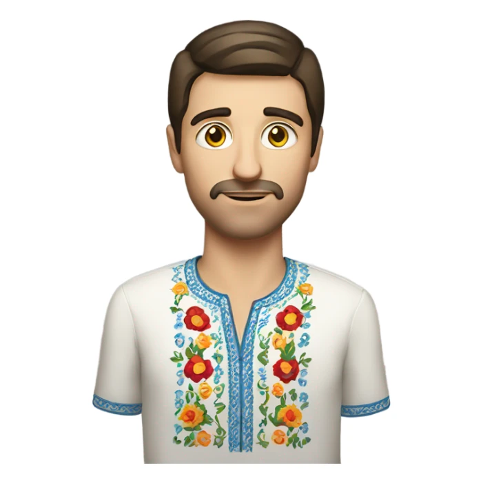A brunette man in a Ukrainian embroidered shirt sticker