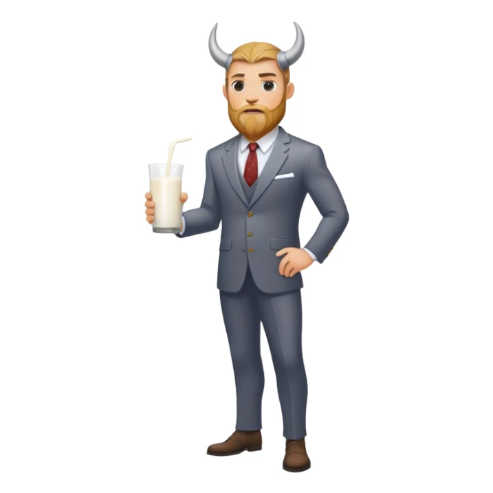 Viking  without weapon in a suit with milk, without horns, full height  sticker
