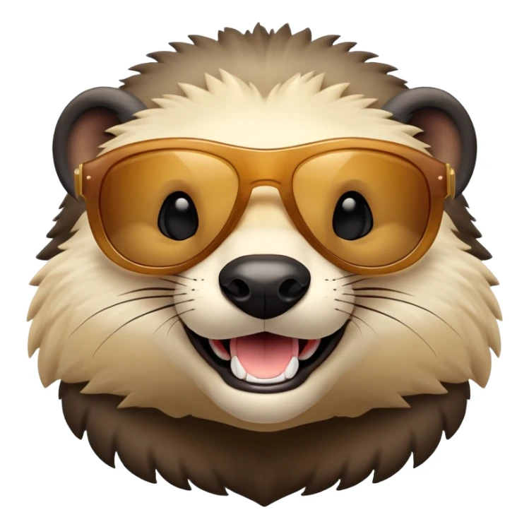 friendly anthropomorphised honey badger head wearing sunglasses sticker
