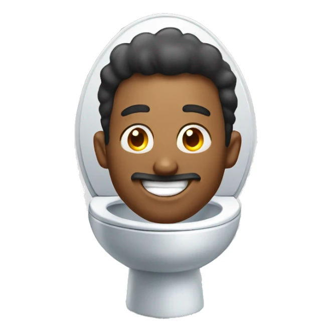 Man smiling while popping out of a toilet sticker