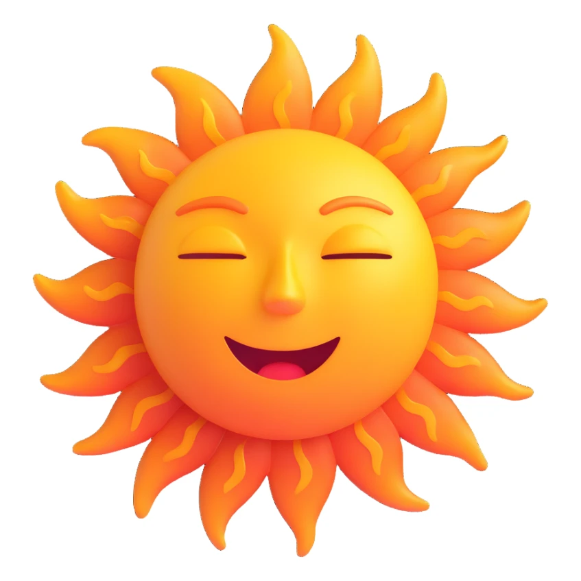 3D icon of a sun with heat waves, symbolizing high temperature sticker
