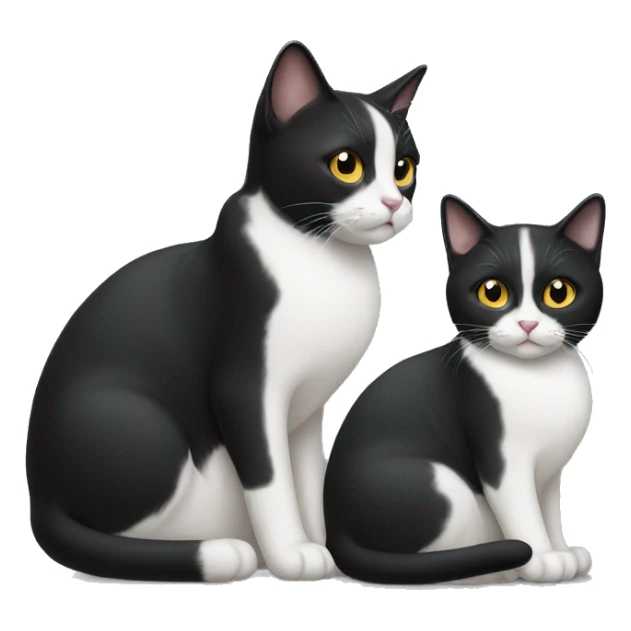 Two pet cats sitting together one is black and larger than the other which is a tuxedo cat sticker
