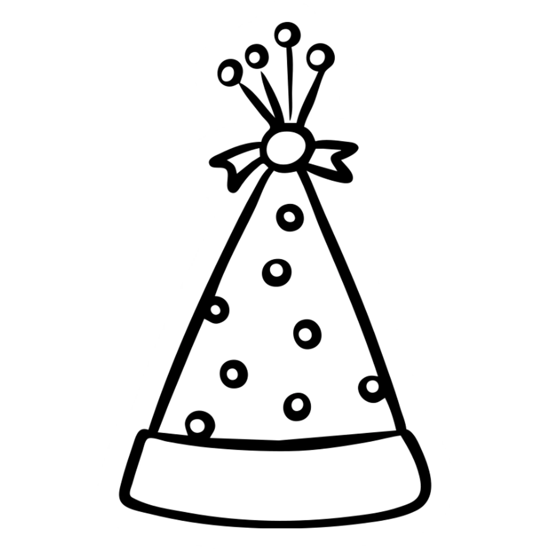 A fun birthday party hat with polka dots and ribbon sticker