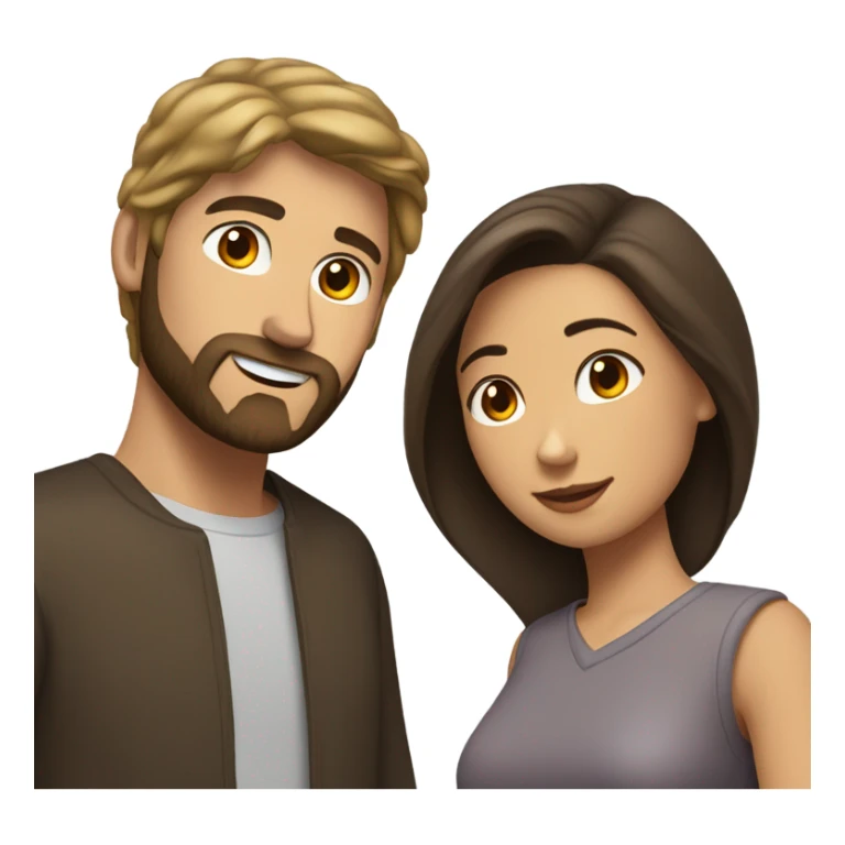 Dark brown haired white man with beard hugging beautiful woman with medium tan skin and short dark brown hair  sticker