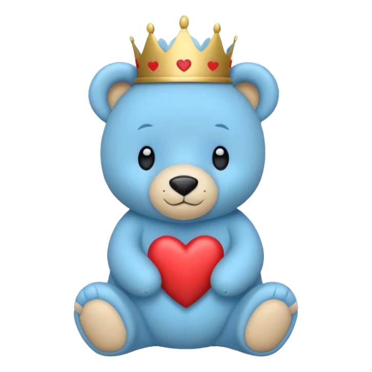 Oso con corona y corazones azules estilo iPhone  sticker