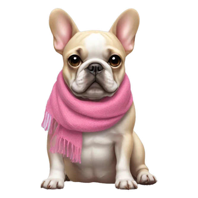 French bulldog wearing a pink scarf sticker