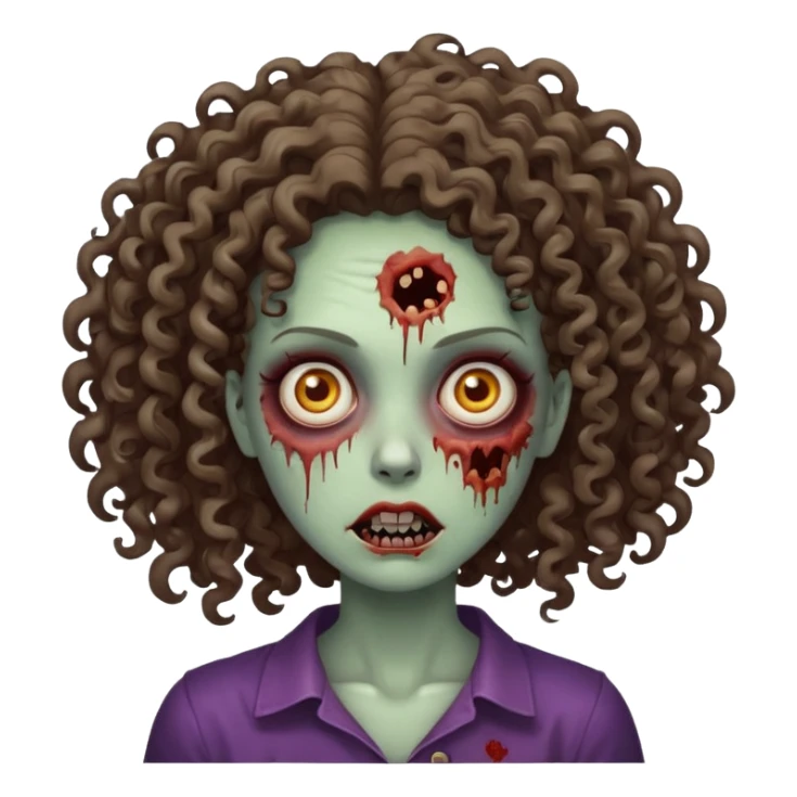 uma mulher zumbi de cabelo cacheado sticker